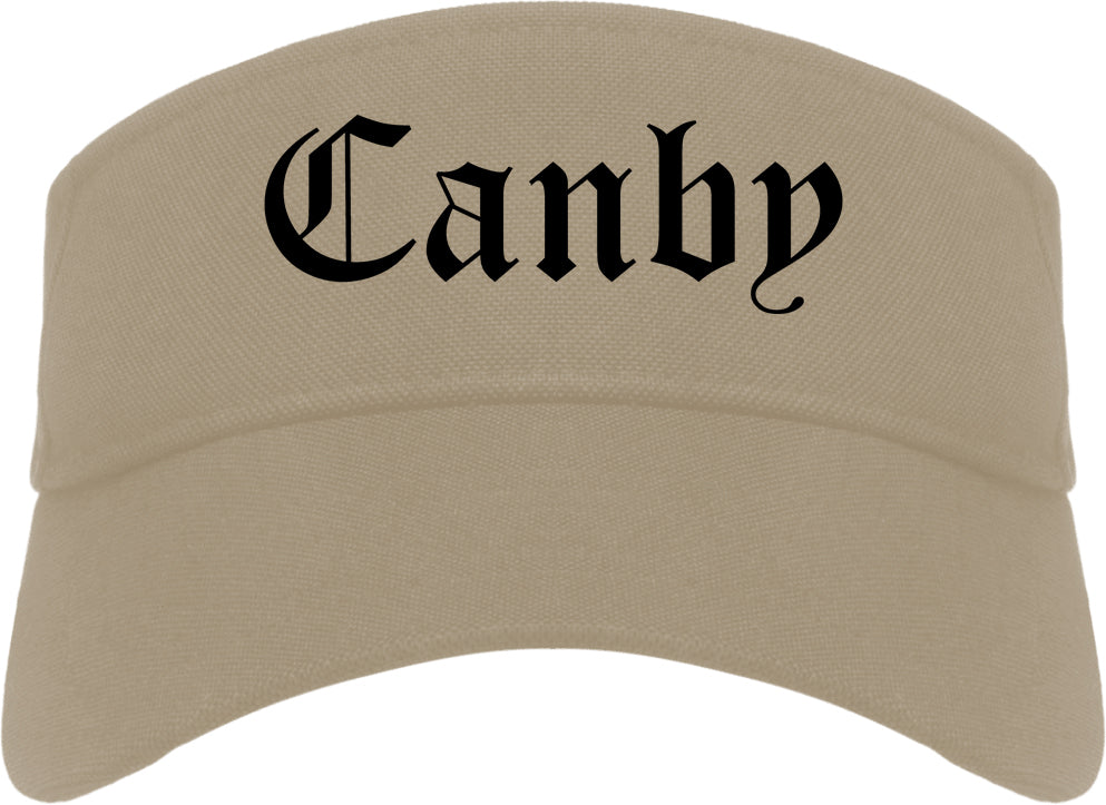 Canby Oregon OR Old English Mens Visor Cap Hat Khaki