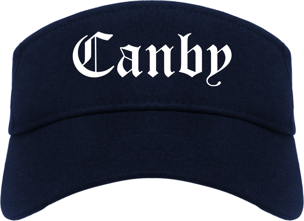 Canby Oregon OR Old English Mens Visor Cap Hat Navy Blue