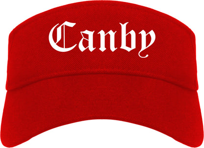 Canby Oregon OR Old English Mens Visor Cap Hat Red