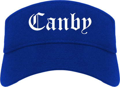 Canby Oregon OR Old English Mens Visor Cap Hat Royal Blue