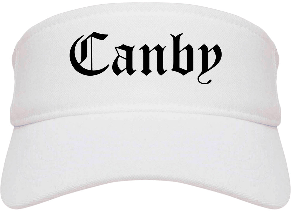 Canby Oregon OR Old English Mens Visor Cap Hat White