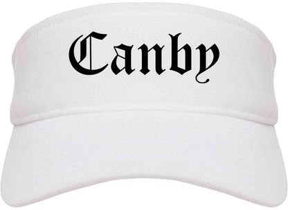 Canby Oregon OR Old English Mens Visor Cap Hat White