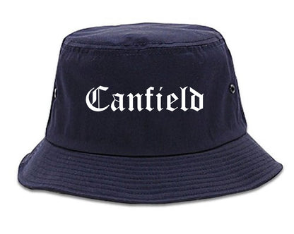Canfield Ohio OH Old English Mens Bucket Hat Navy Blue