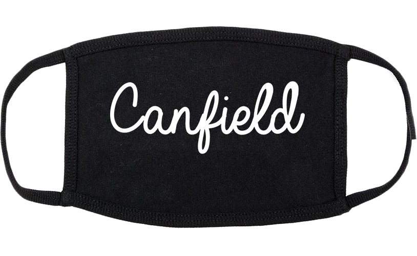 Canfield Ohio OH Script Cotton Face Mask Black