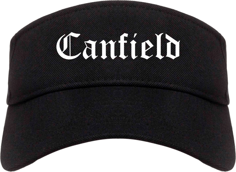 Canfield Ohio OH Old English Mens Visor Cap Hat Black