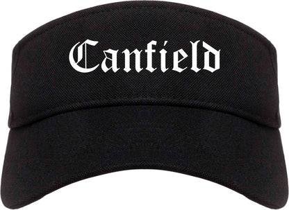 Canfield Ohio OH Old English Mens Visor Cap Hat Black