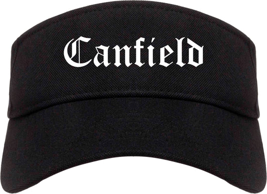 Canfield Ohio OH Old English Mens Visor Cap Hat Black
