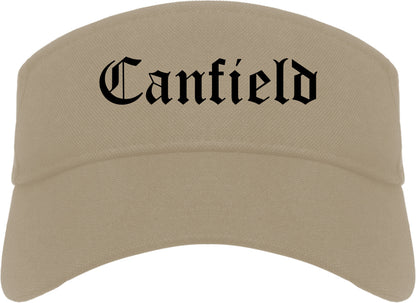 Canfield Ohio OH Old English Mens Visor Cap Hat Khaki
