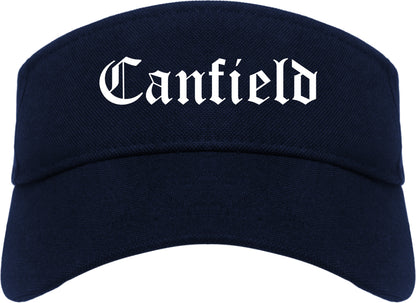Canfield Ohio OH Old English Mens Visor Cap Hat Navy Blue