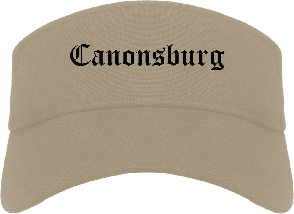 Canonsburg Pennsylvania PA Old English Mens Visor Cap Hat Khaki