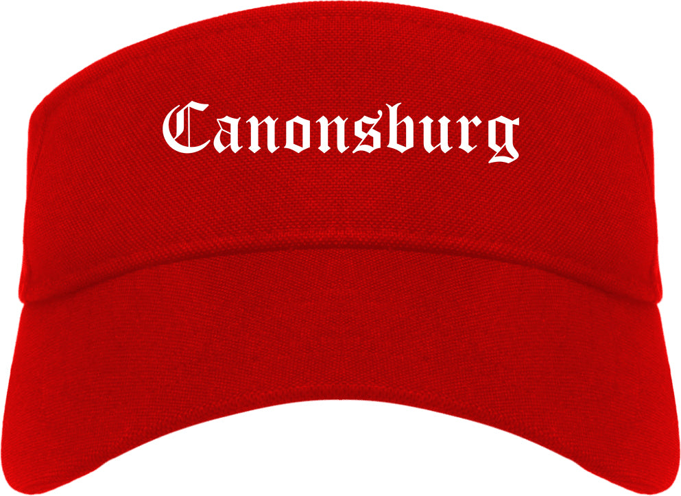 Canonsburg Pennsylvania PA Old English Mens Visor Cap Hat Red