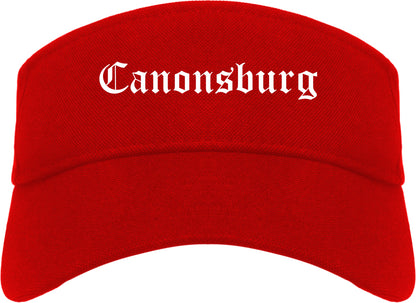 Canonsburg Pennsylvania PA Old English Mens Visor Cap Hat Red