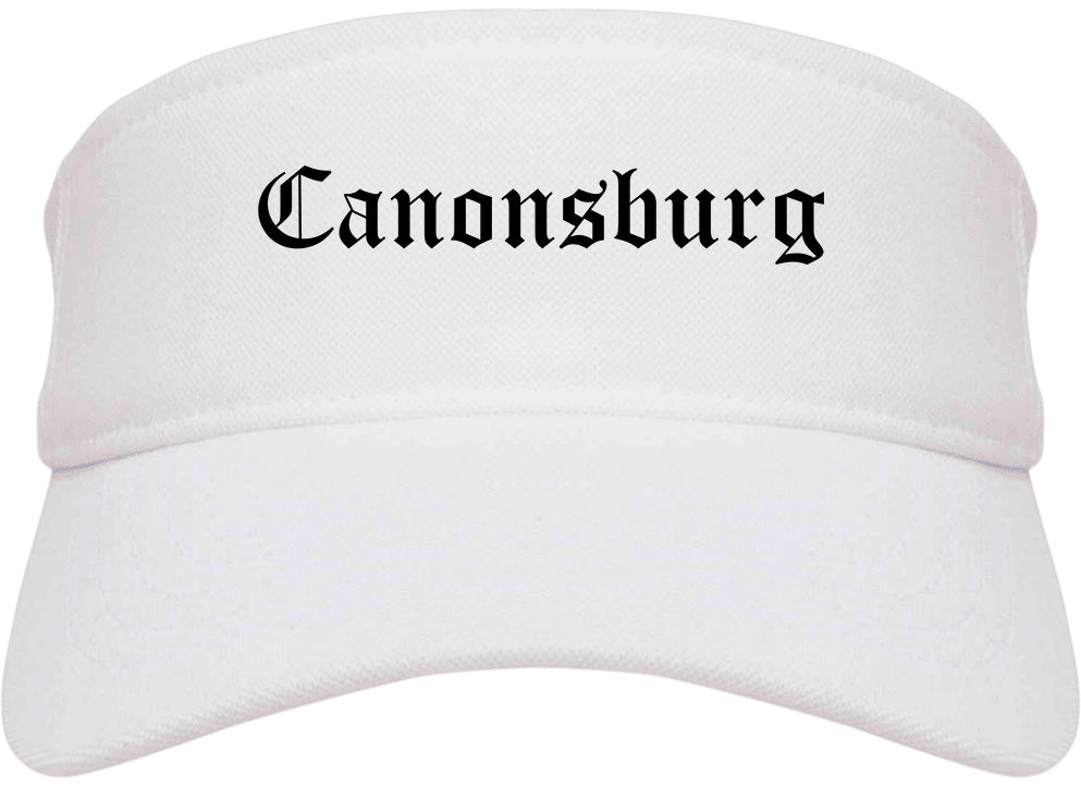 Canonsburg Pennsylvania PA Old English Mens Visor Cap Hat White