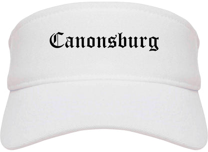 Canonsburg Pennsylvania PA Old English Mens Visor Cap Hat White