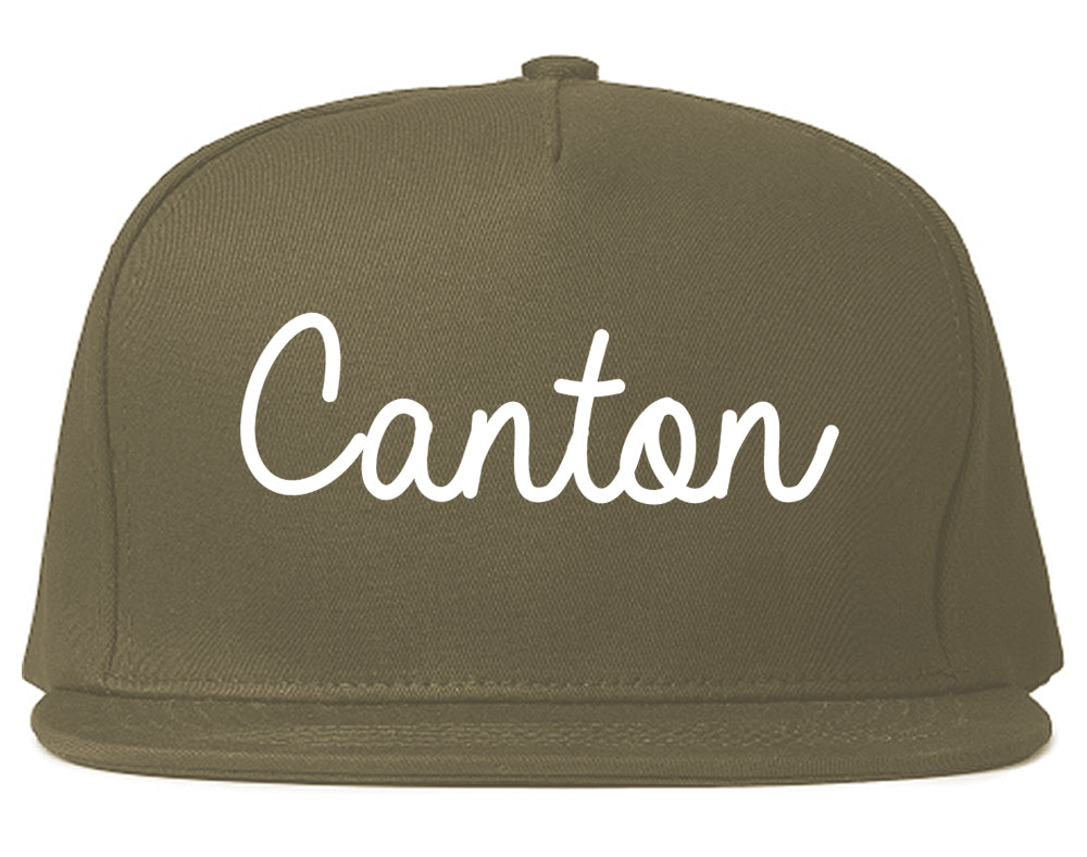 Canton Georgia GA Script Mens Snapback Hat Grey