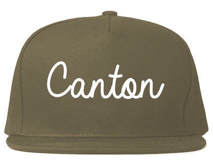 Canton Illinois IL Script Mens Snapback Hat Grey