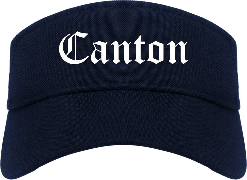 Canton Illinois IL Old English Mens Visor Cap Hat Navy Blue