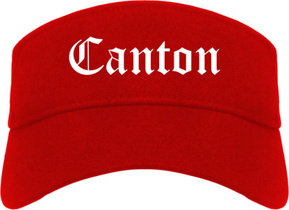 Canton Illinois IL Old English Mens Visor Cap Hat Red