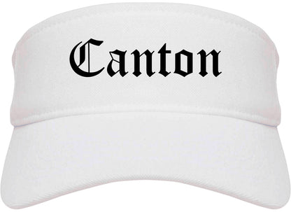 Canton Illinois IL Old English Mens Visor Cap Hat White