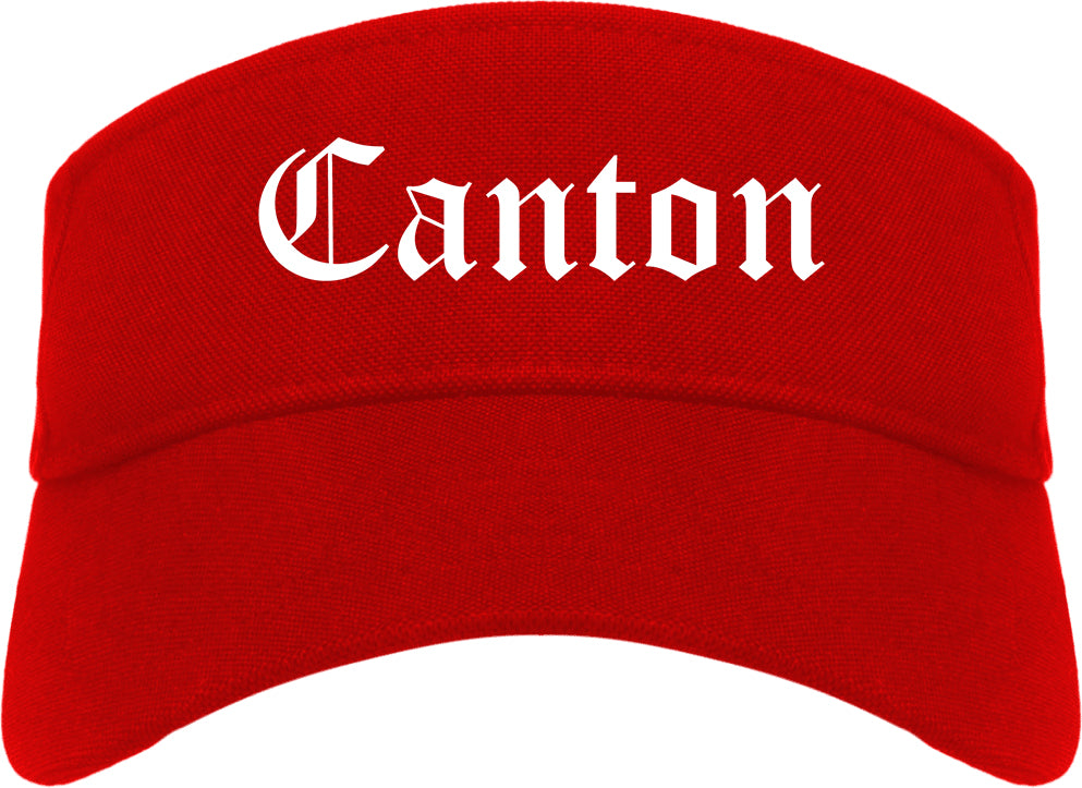 Canton Mississippi MS Old English Mens Visor Cap Hat Red