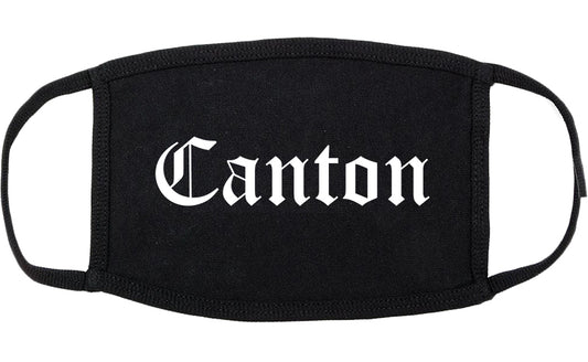 Canton New York NY Old English Cotton Face Mask Black