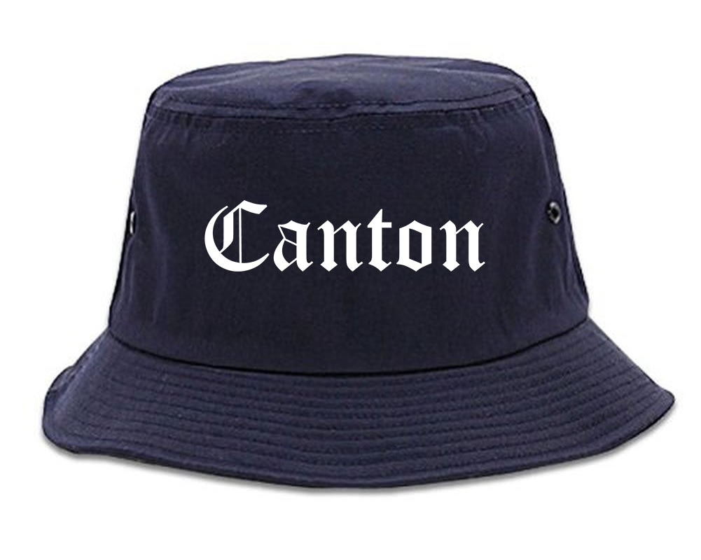Canton New York NY Old English Mens Bucket Hat Navy Blue