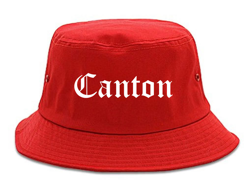 Canton New York NY Old English Mens Bucket Hat Red
