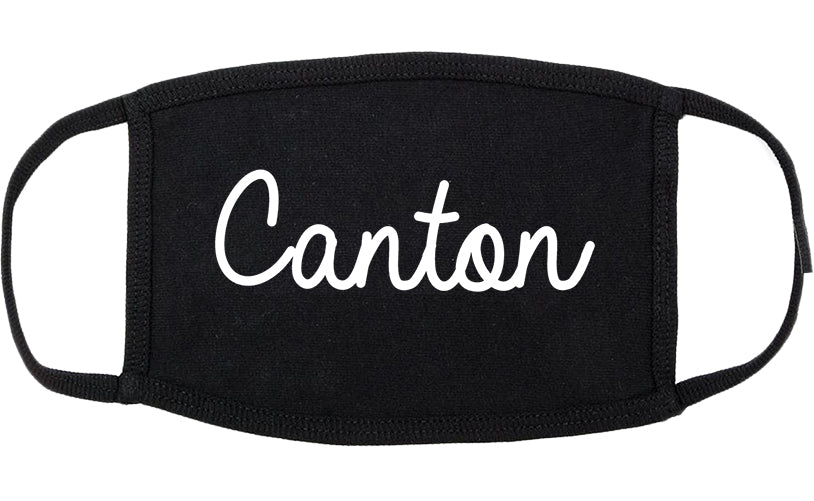 Canton New York NY Script Cotton Face Mask Black