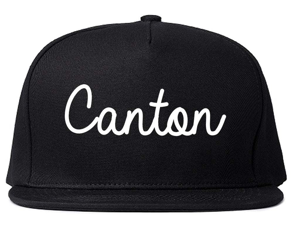 Canton New York NY Script Mens Snapback Hat Black