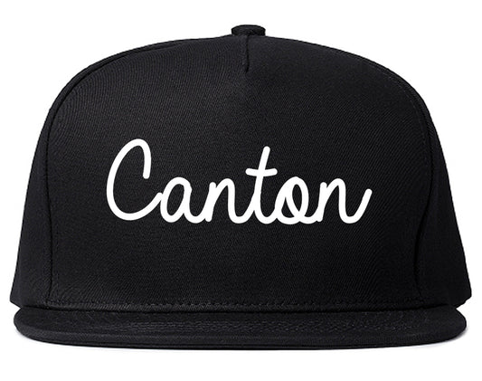 Canton New York NY Script Mens Snapback Hat Black