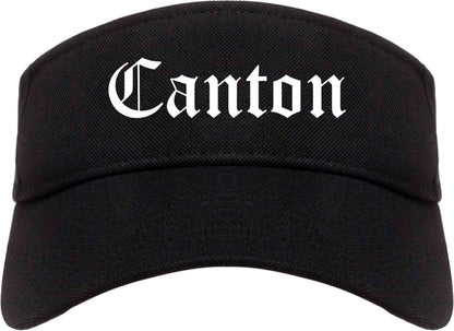 Canton New York NY Old English Mens Visor Cap Hat Black
