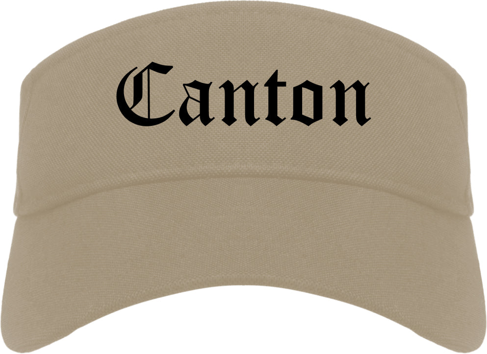 Canton New York NY Old English Mens Visor Cap Hat Khaki