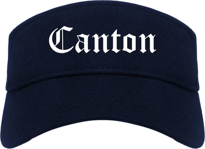Canton New York NY Old English Mens Visor Cap Hat Navy Blue