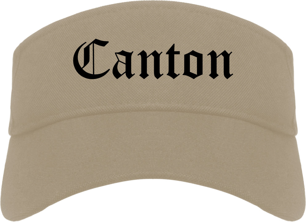 Canton Ohio OH Old English Mens Visor Cap Hat Khaki