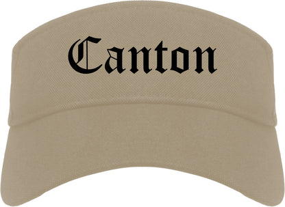 Canton Ohio OH Old English Mens Visor Cap Hat Khaki