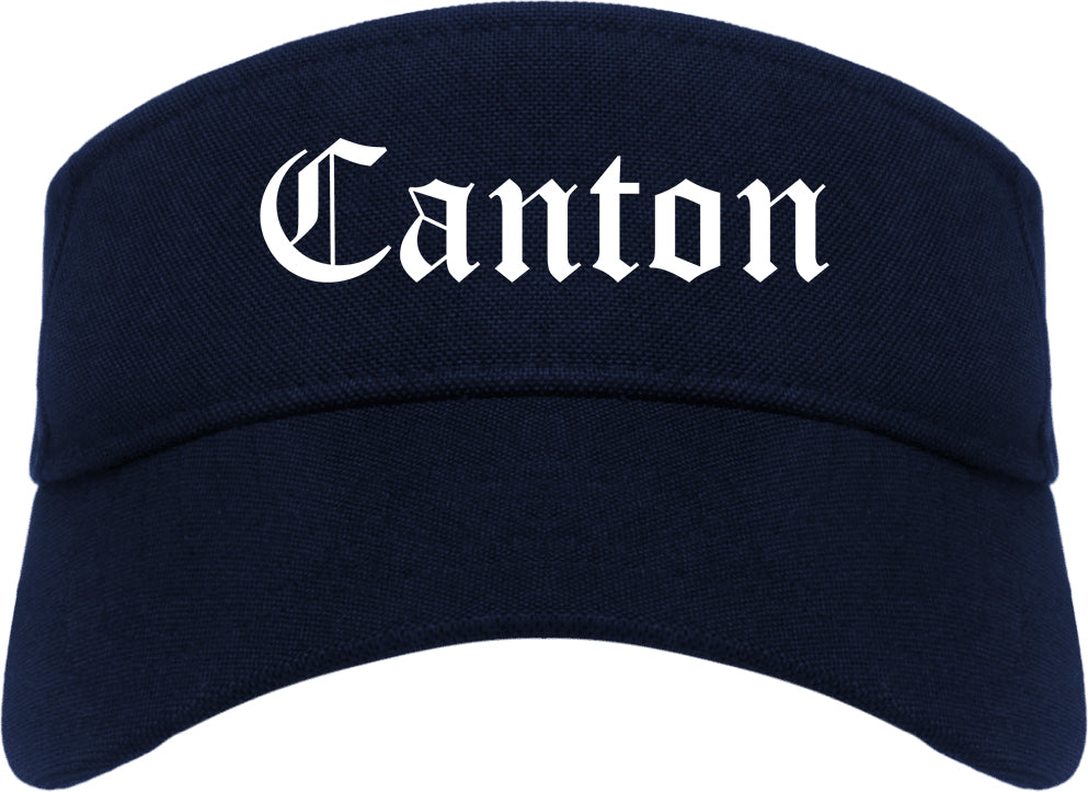 Canton Ohio OH Old English Mens Visor Cap Hat Navy Blue