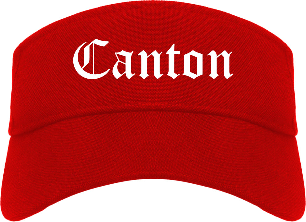 Canton Ohio OH Old English Mens Visor Cap Hat Red