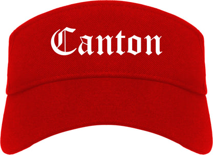 Canton Ohio OH Old English Mens Visor Cap Hat Red