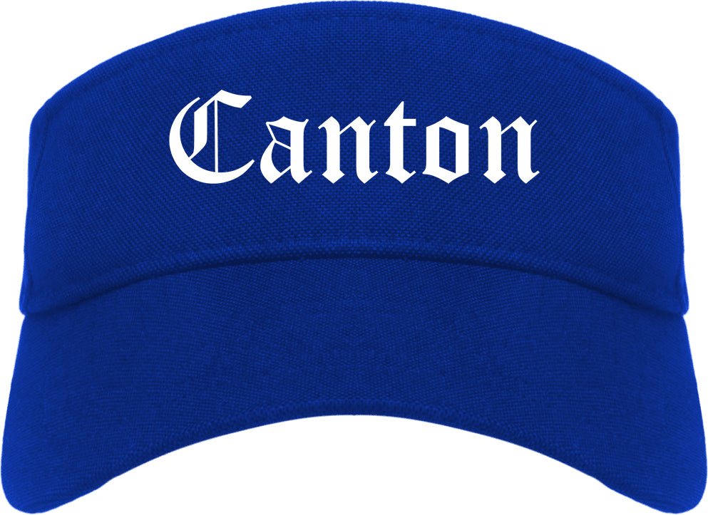 Canton Ohio OH Old English Mens Visor Cap Hat Royal Blue
