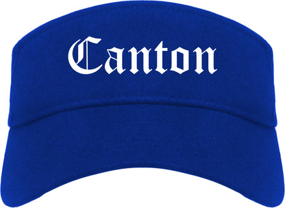 Canton Ohio OH Old English Mens Visor Cap Hat Royal Blue