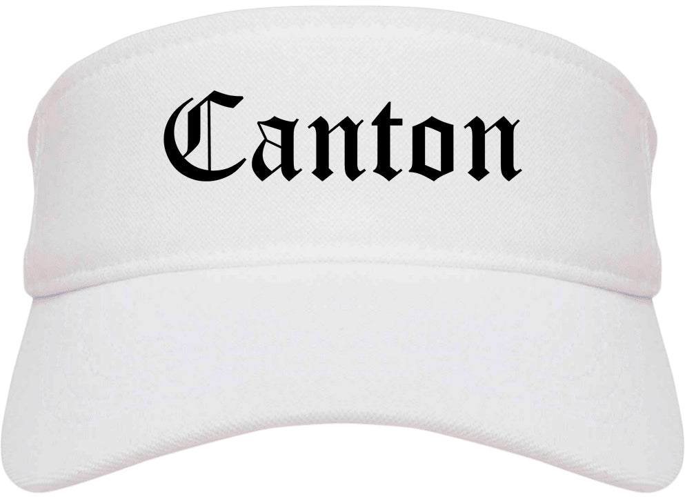 Canton Ohio OH Old English Mens Visor Cap Hat White