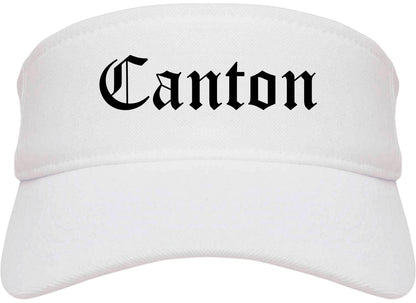 Canton Ohio OH Old English Mens Visor Cap Hat White