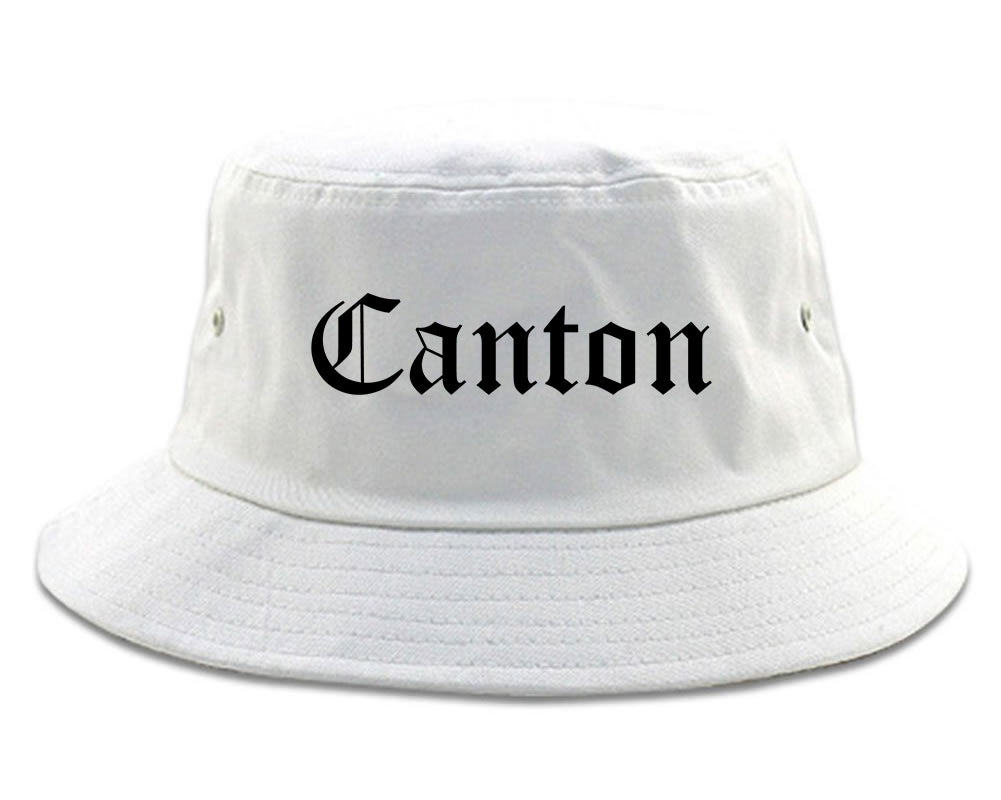 Canton Ohio OH Old English Mens Bucket Hat White