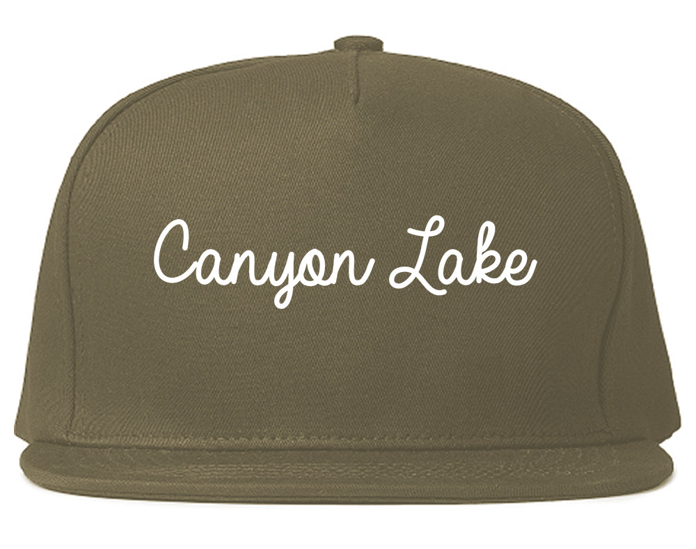 Canyon Lake California CA Script Mens Snapback Hat Grey