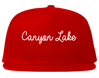 Canyon Lake California CA Script Mens Snapback Hat Red