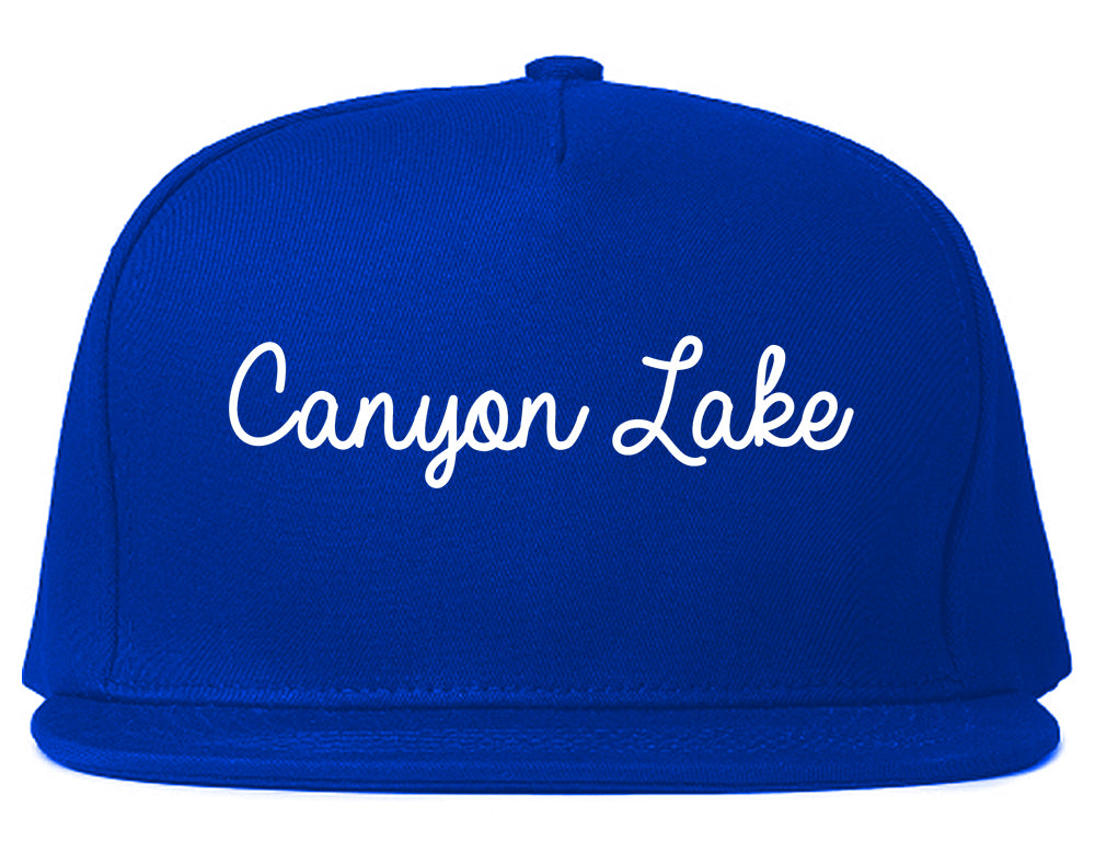Canyon Lake California CA Script Mens Snapback Hat Royal Blue