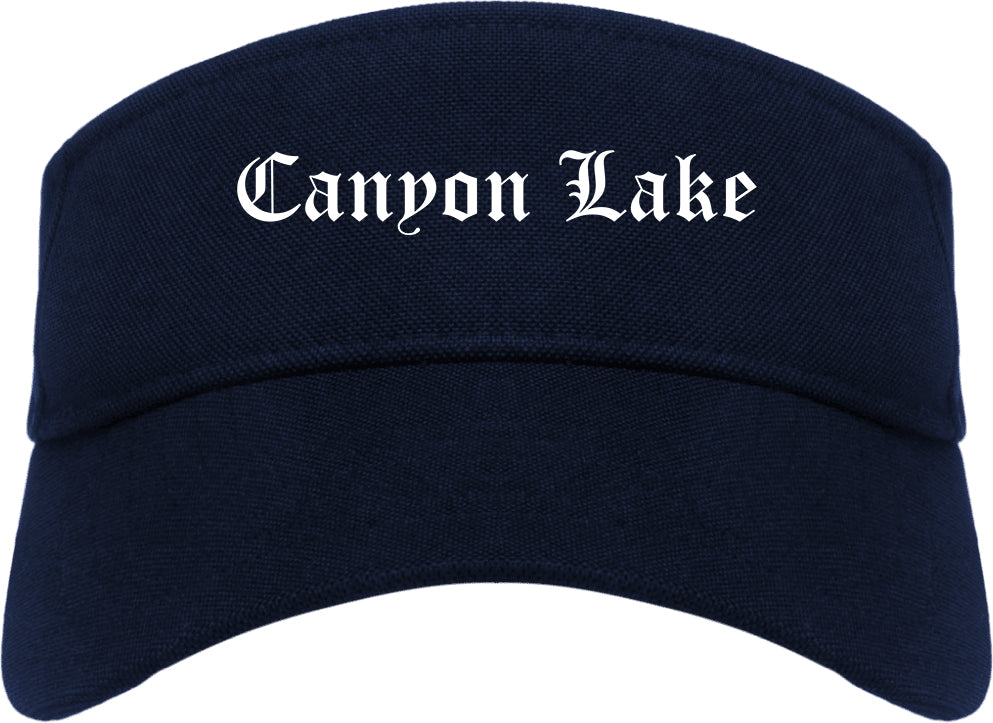 Canyon Lake California CA Old English Mens Visor Cap Hat Navy Blue