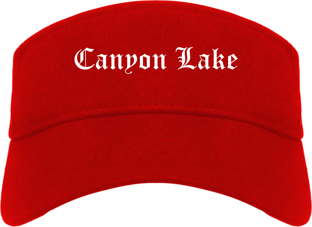Canyon Lake California CA Old English Mens Visor Cap Hat Red