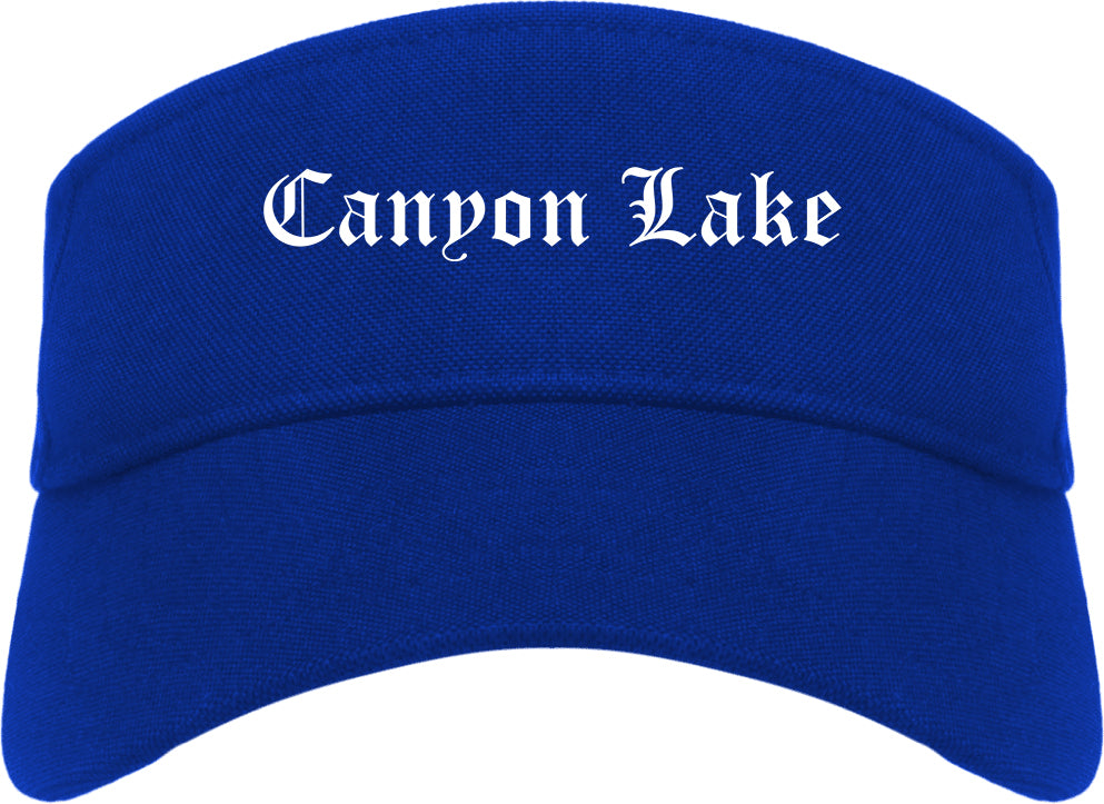 Canyon Lake California CA Old English Mens Visor Cap Hat Royal Blue