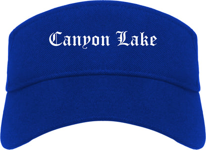 Canyon Lake California CA Old English Mens Visor Cap Hat Royal Blue